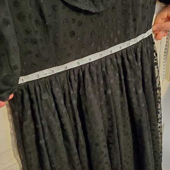 BATSHEVA black flocked tulle short sleeve dress, size 2 - Picture 8 of 13